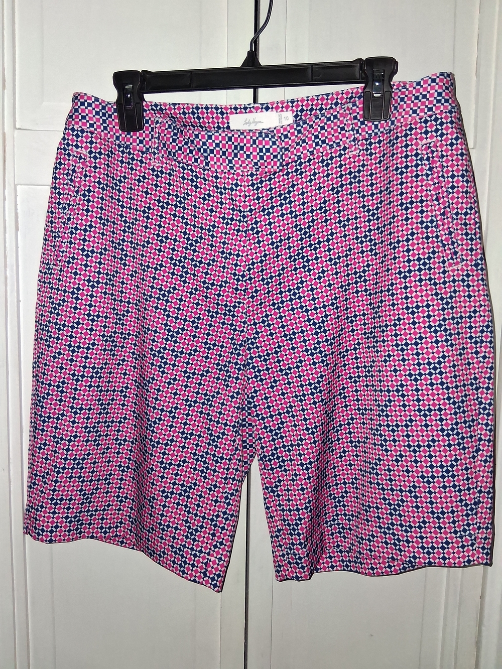 Lady Hagen Pink & Navy Geometric Athletic Golf Shorts